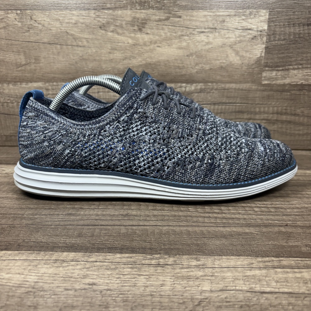 Cole Haan Original Grand Knit Wingtip Oxfords Gray Blue Mens Size 10 Sneakers